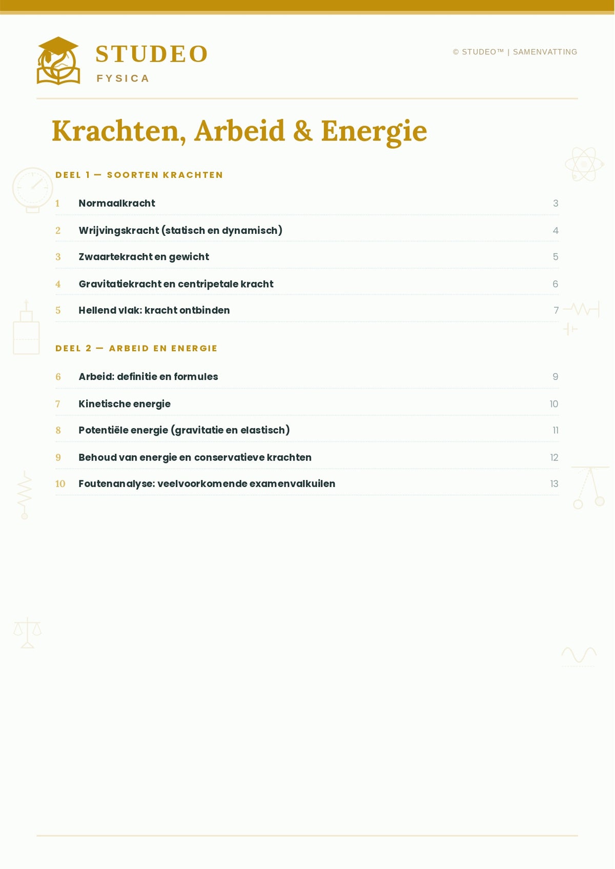 Fysica: Krachten, Arbeid & Energie