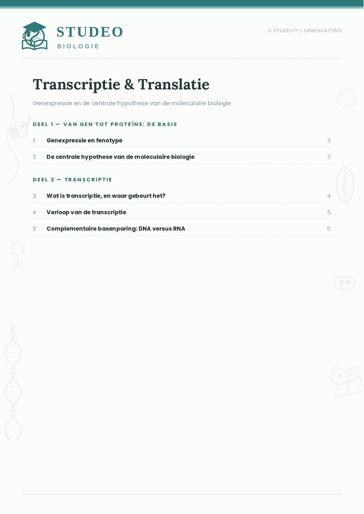 Biologie: Transcriptie & Translatie