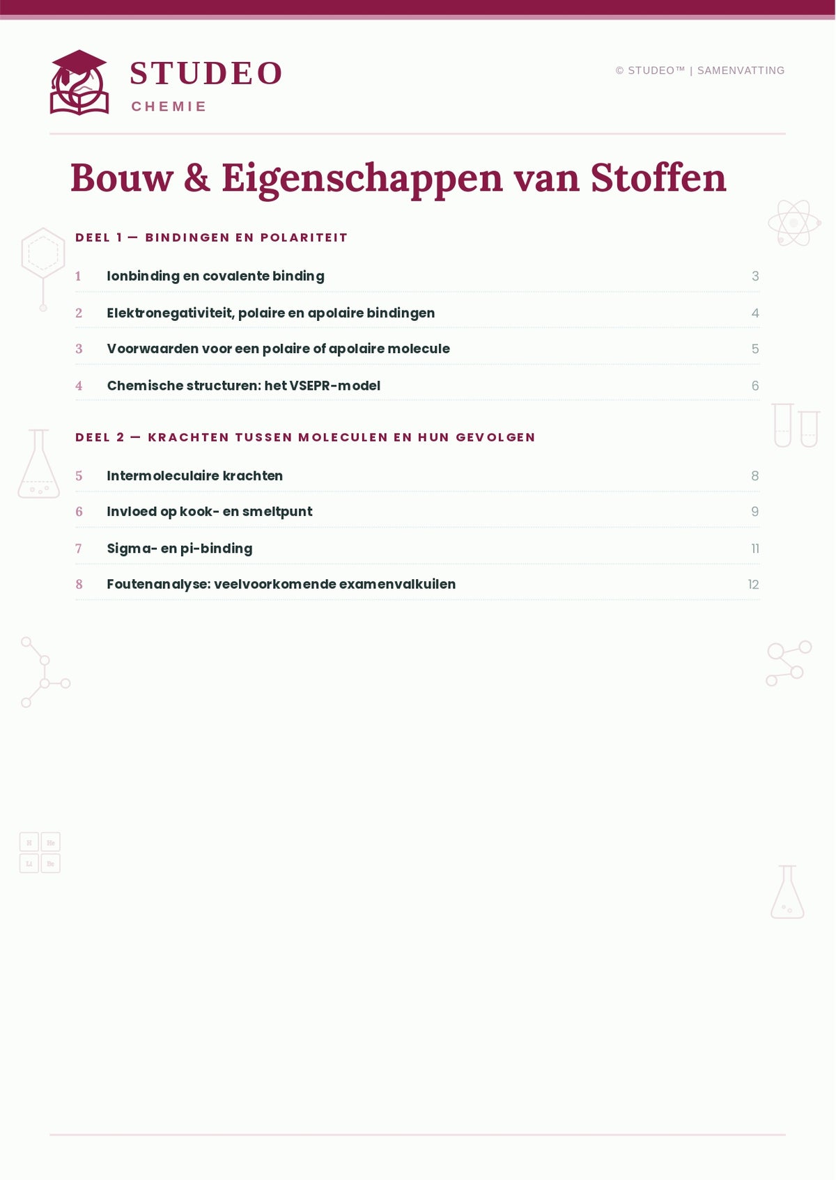 Chemie: Bouw & Eigenschappen van Stoffen