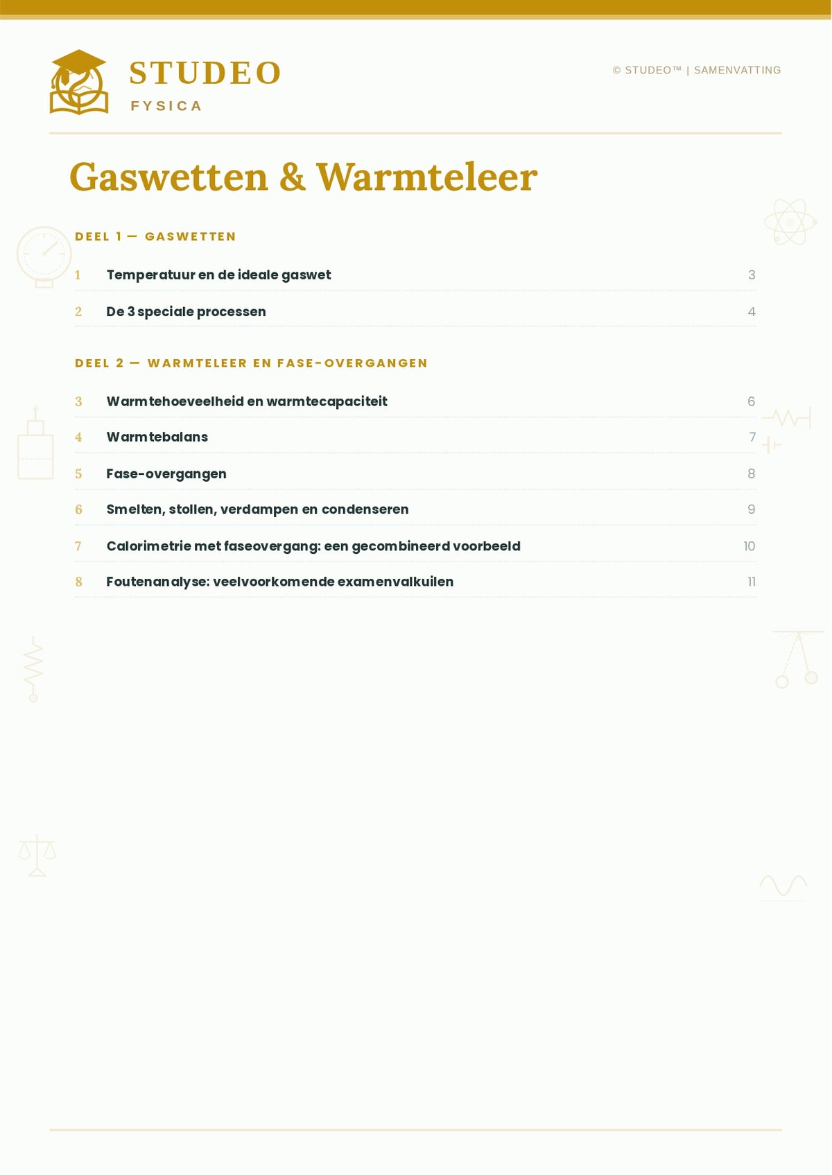Fysica: Gaswetten & Warmteleer