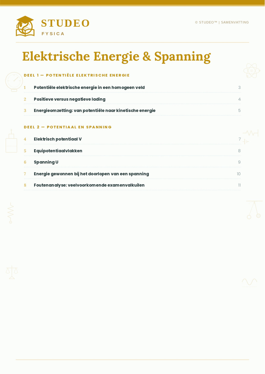 Fysica: Elektrische Energie & Spanning