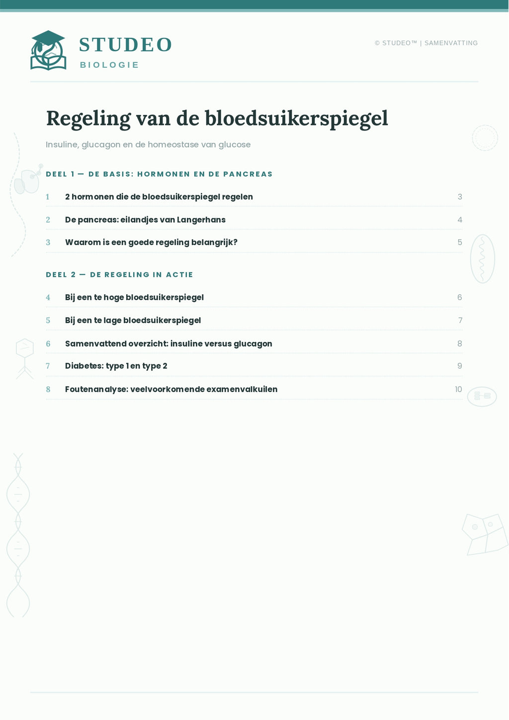 Biologie: Regeling Bloedsuiker