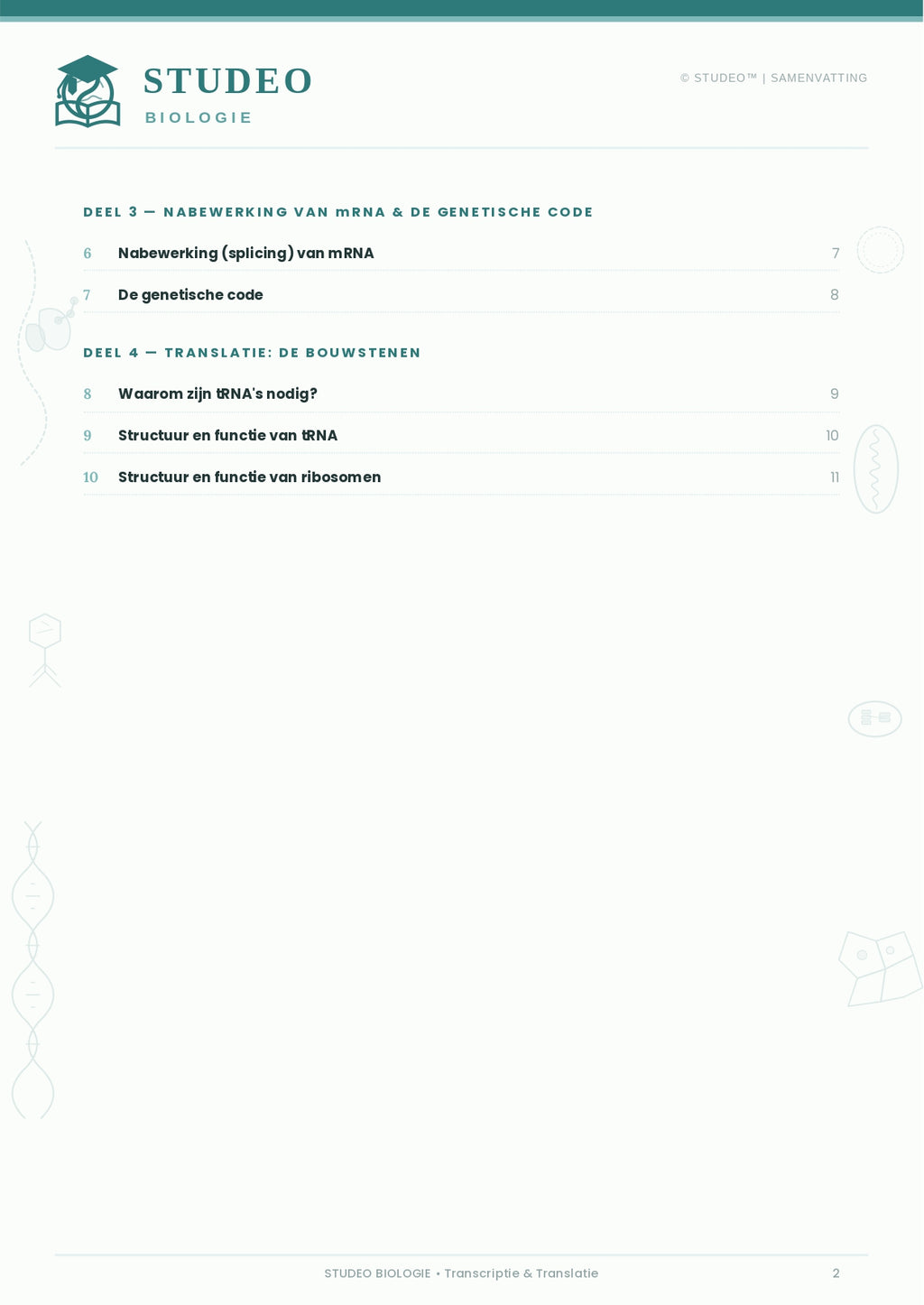 Biologie: Transcriptie & Translatie