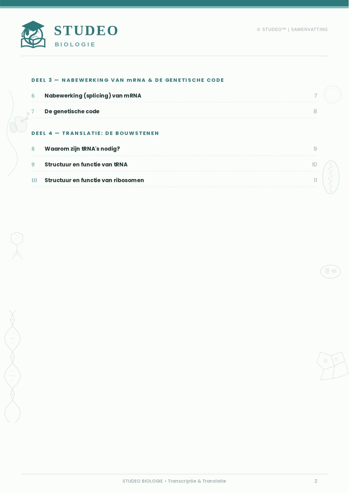 Biologie: Transcriptie & Translatie