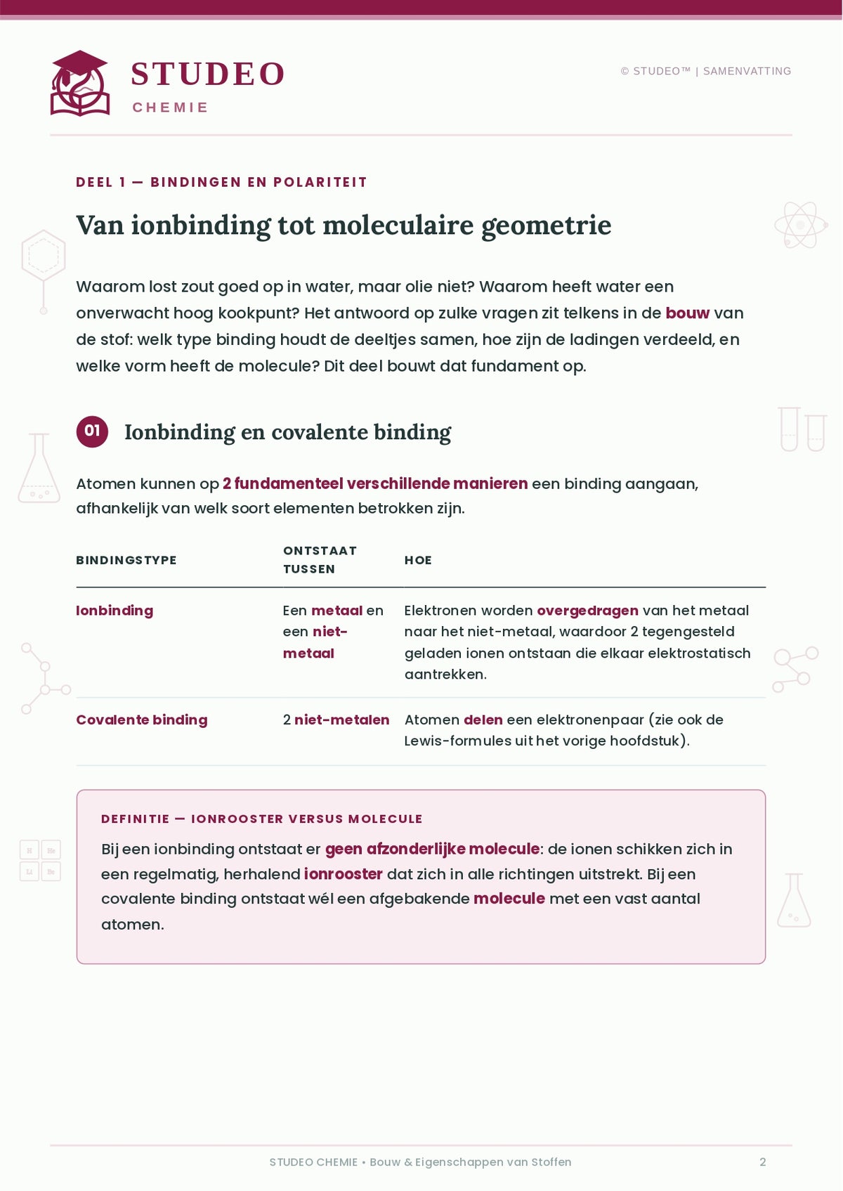 Chemie: Bouw & Eigenschappen van Stoffen