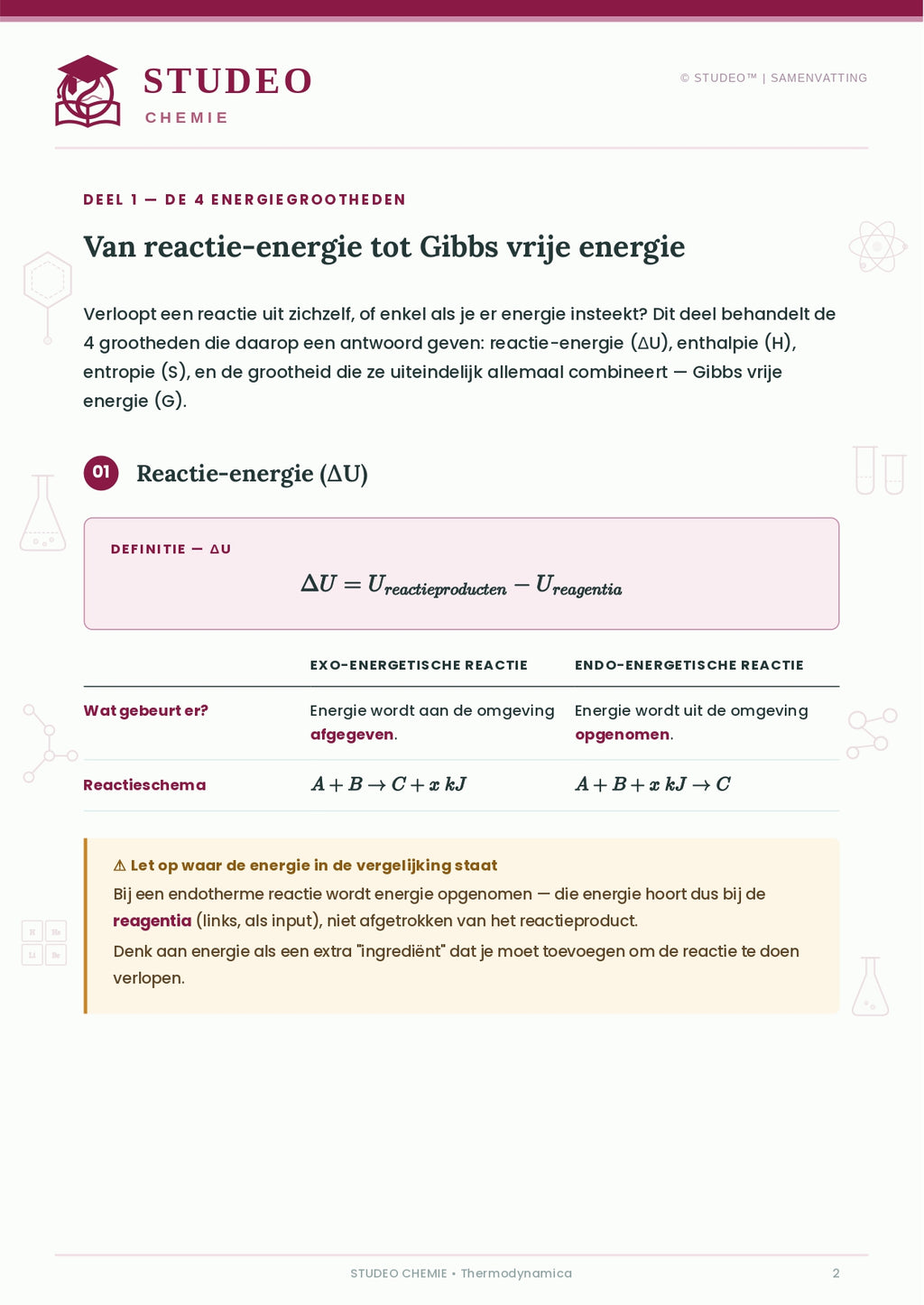 Chemie: Thermodynamica