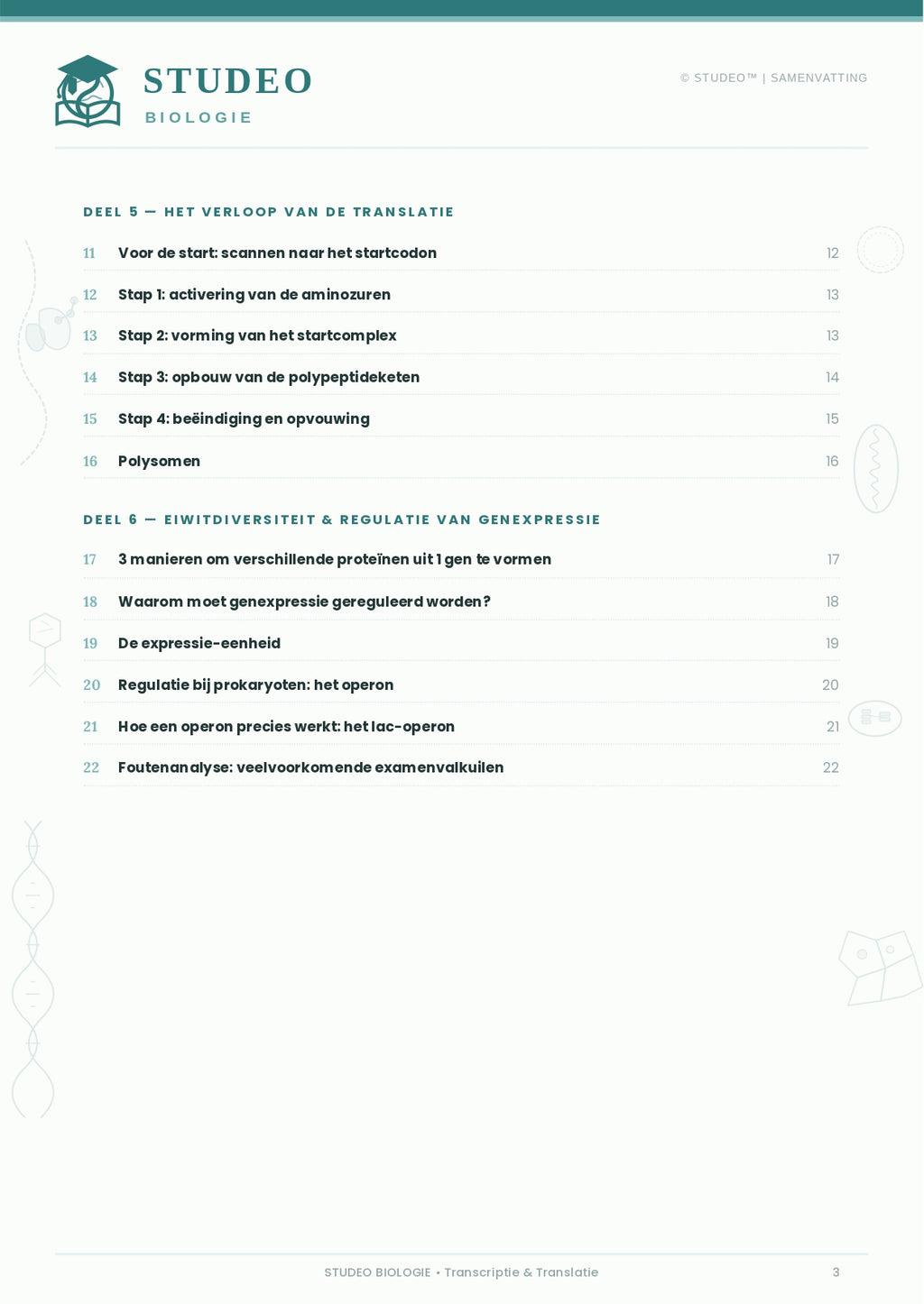 Biologie: Transcriptie & Translatie