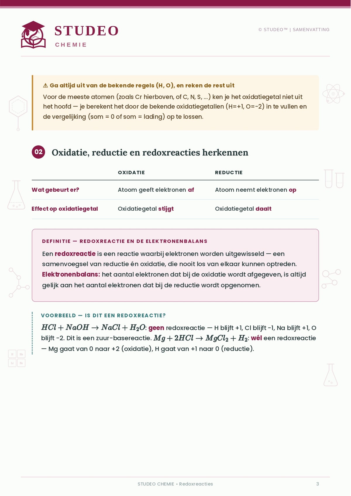 Chemie: Redoxreacties