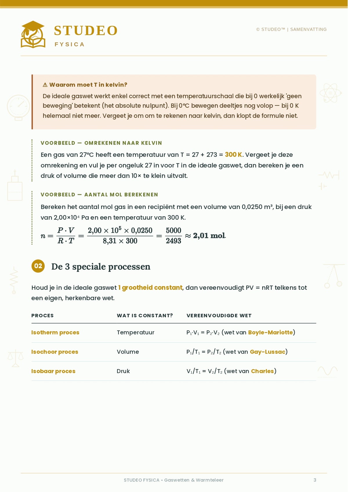 Fysica: Gaswetten & Warmteleer