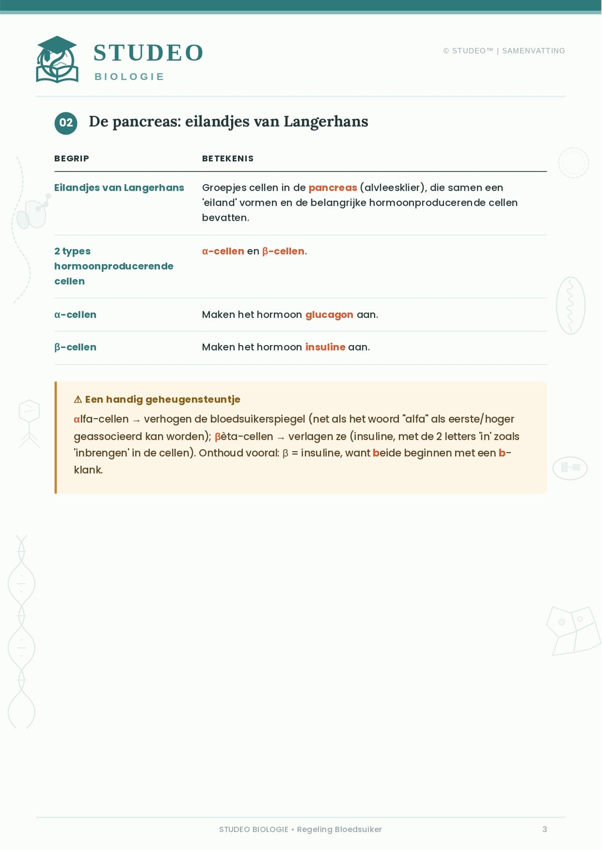 Biologie: Regeling Bloedsuiker