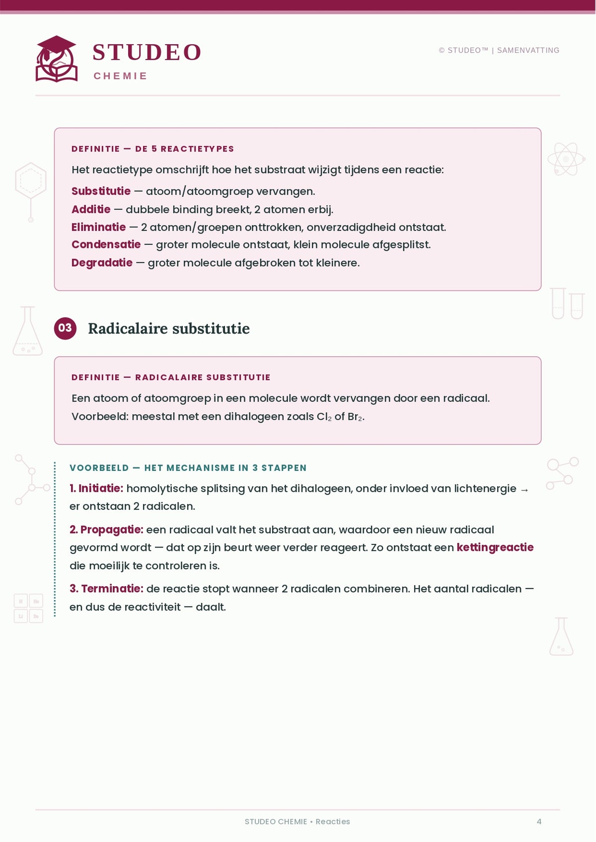 Chemie: Reacties