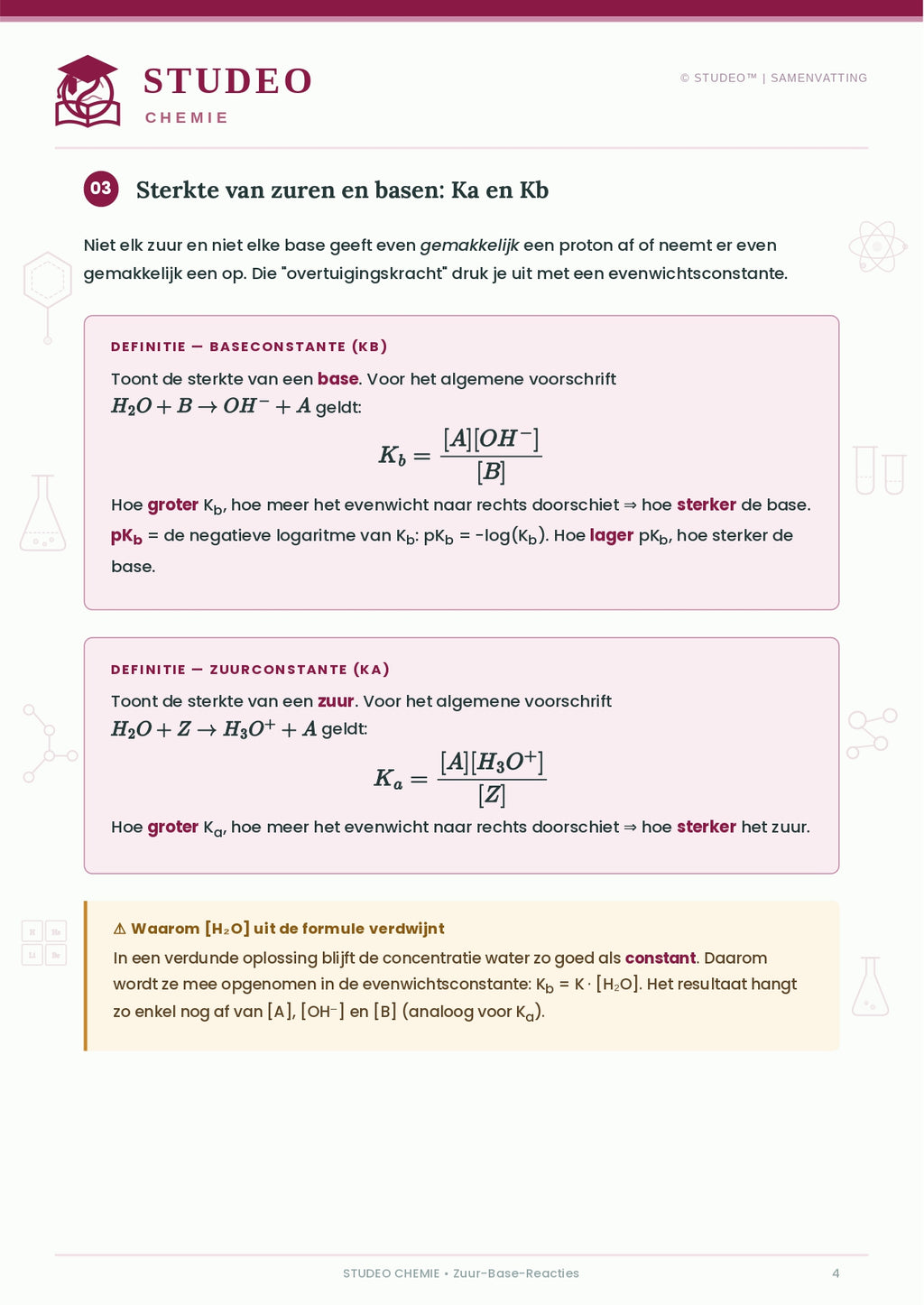 Chemie: Zuur-Base-Reacties