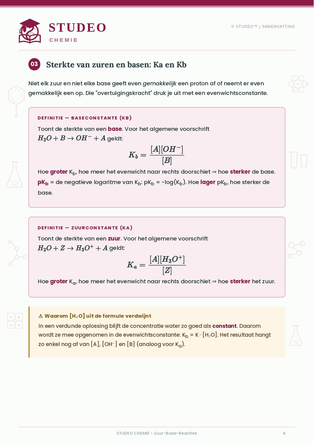 Chemie: Zuur-Base-Reacties