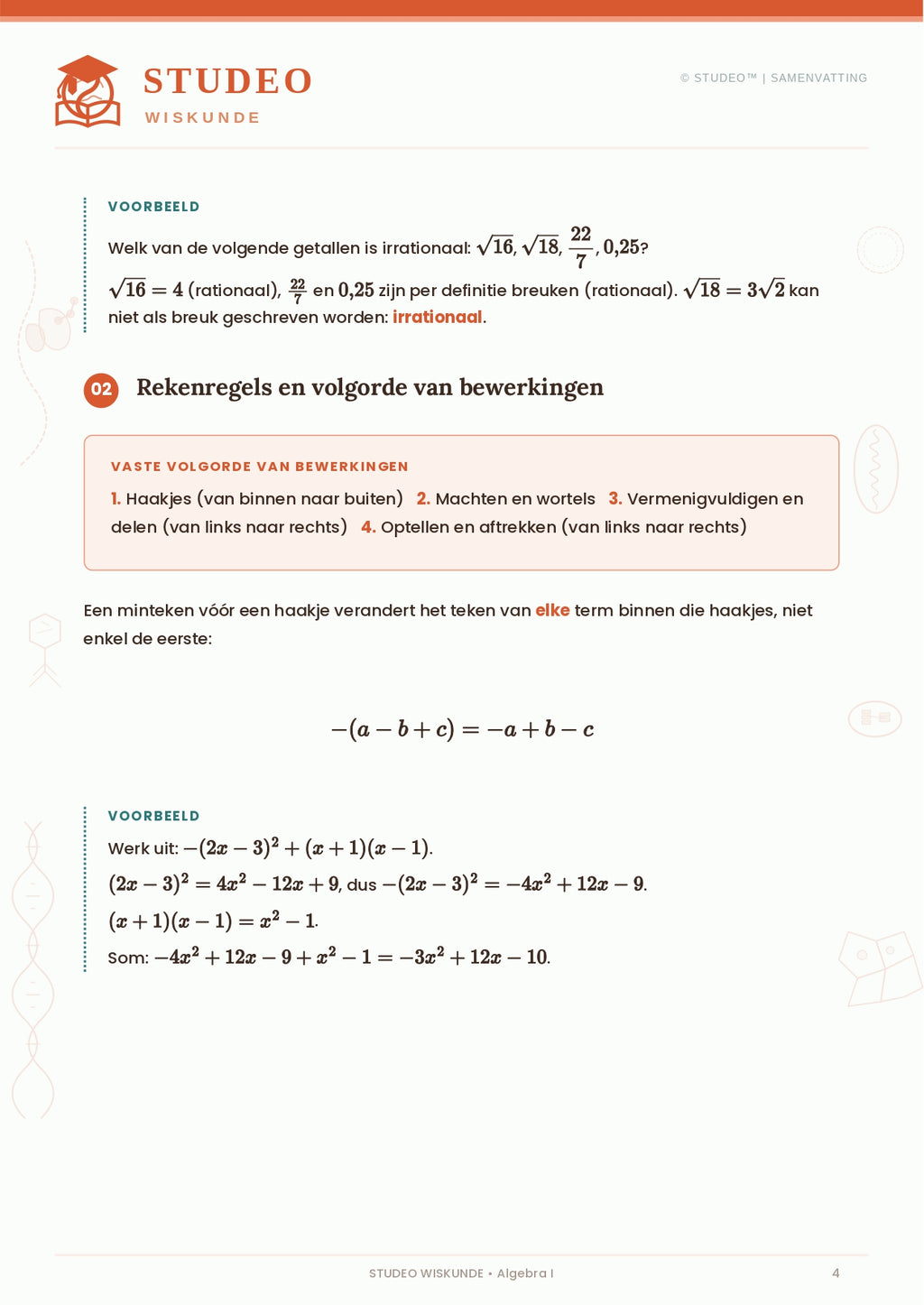 Wiskunde: Algebra I