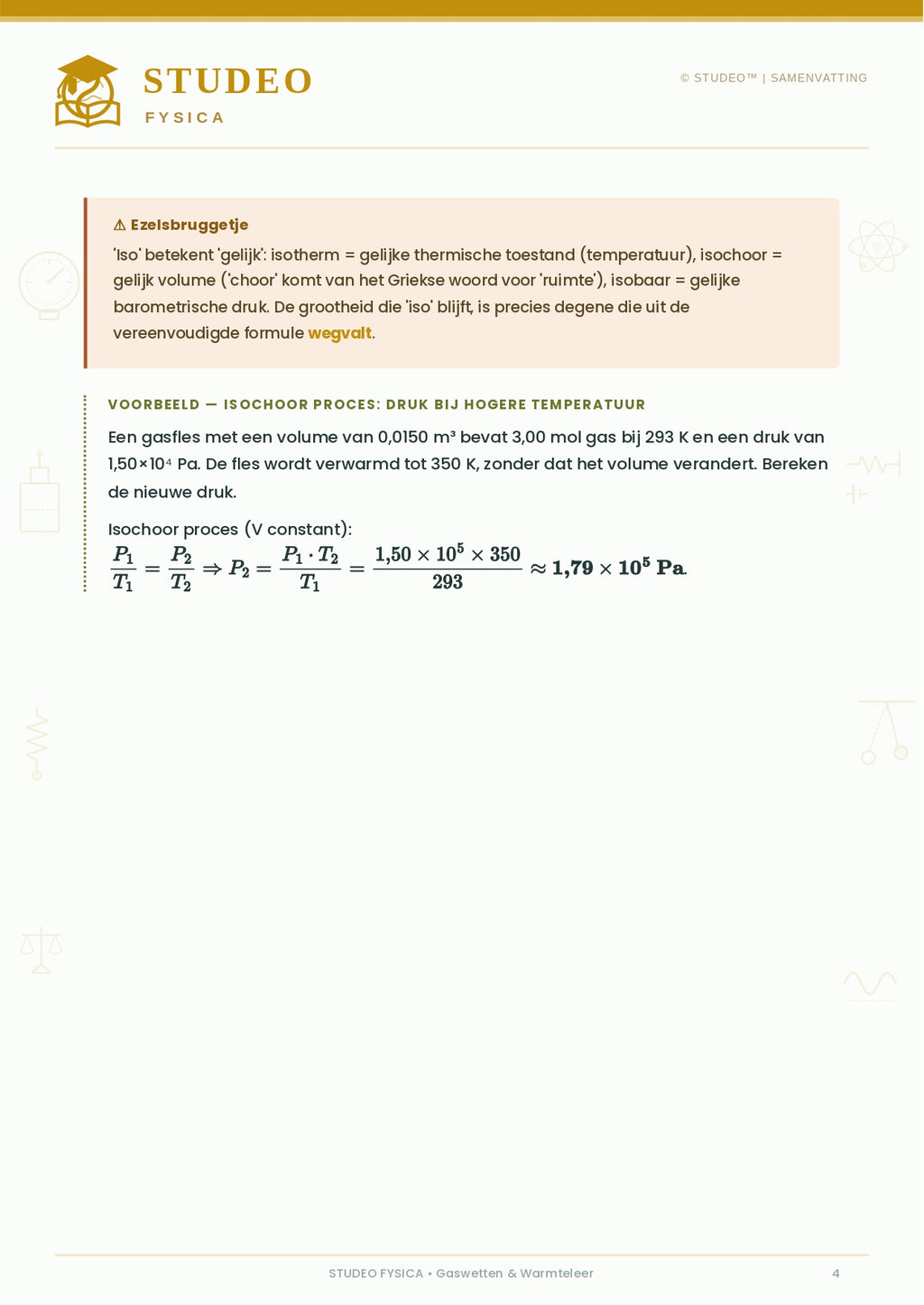 Fysica: Gaswetten & Warmteleer
