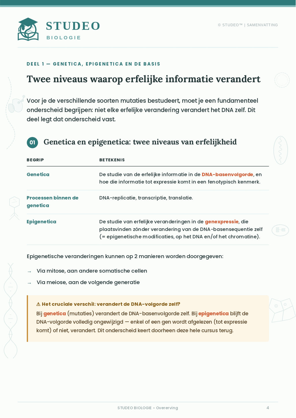 Biologie: Overerving