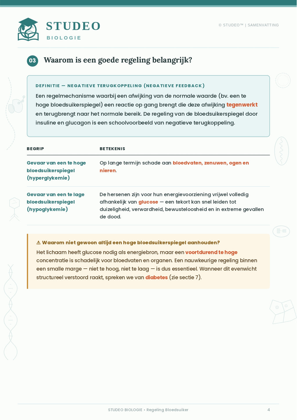 Biologie: Regeling Bloedsuiker