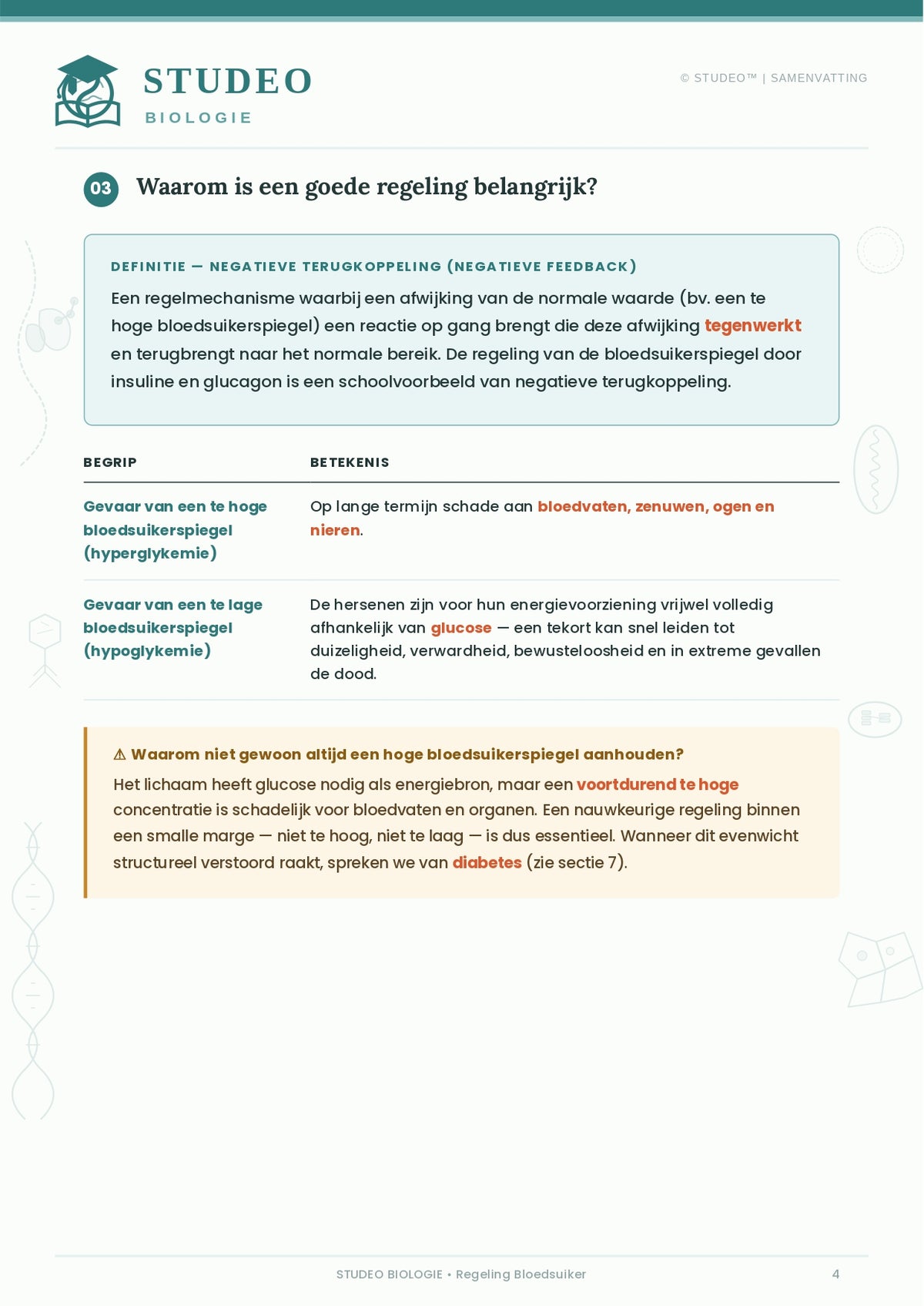 Biologie: Regeling Bloedsuiker